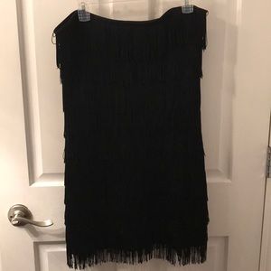 Fun flirty strapless LBD fringe dress